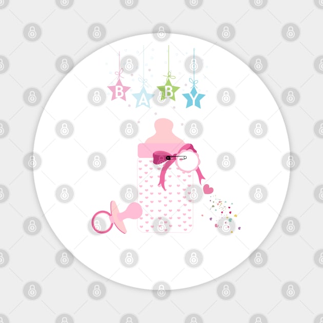 Baby bottle with soother. Baby shower design Magnet by GULSENGUNEL